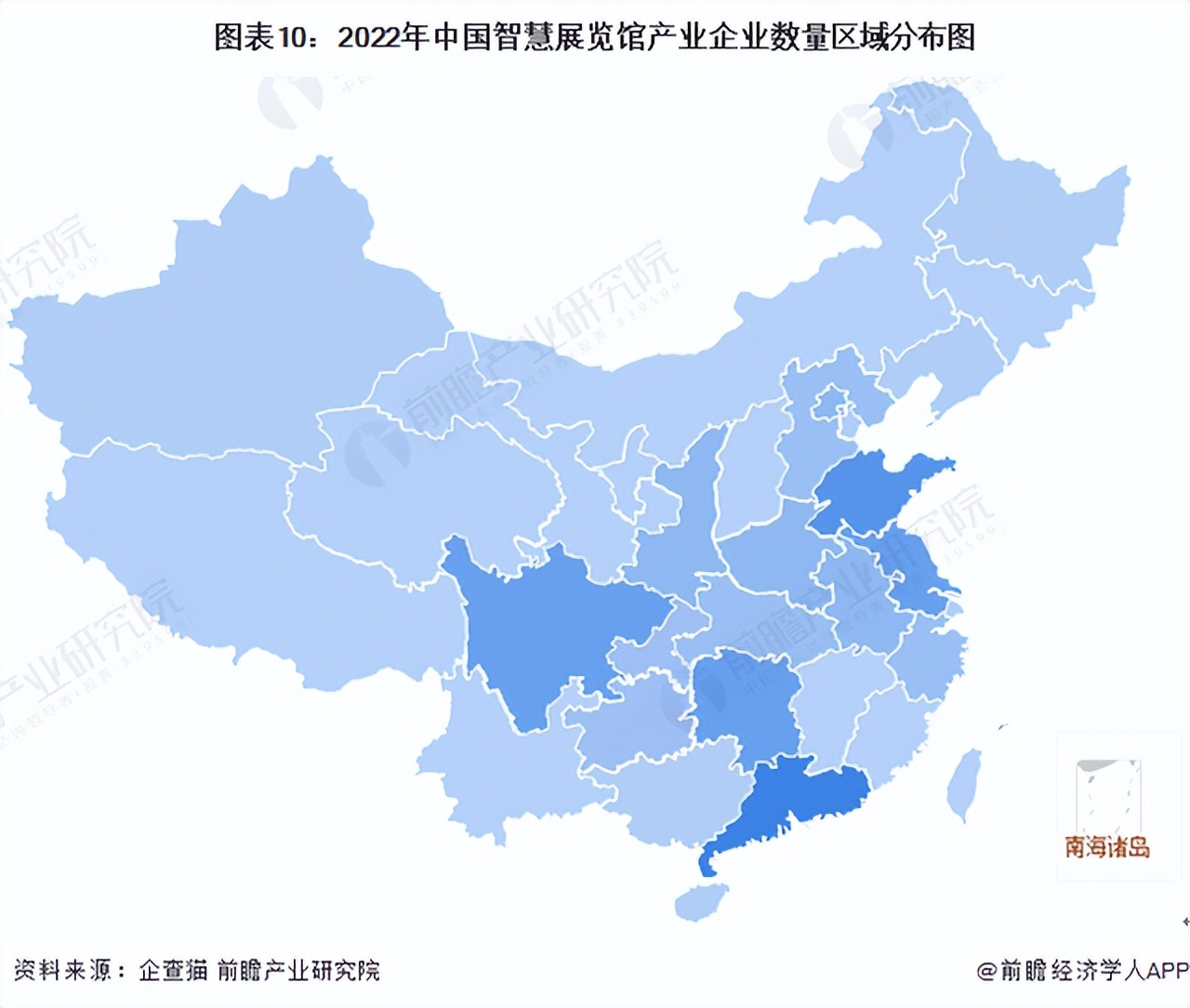 2022年中國智慧展覽館產(chǎn)業(yè)企業(yè)數(shù)量區(qū)域分布圖